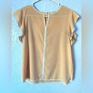 Calvin Klein Blush Flutter Sleeve Blouse